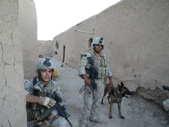 Peter Michelena and a fellow Marine during a patrol in Afghanistan